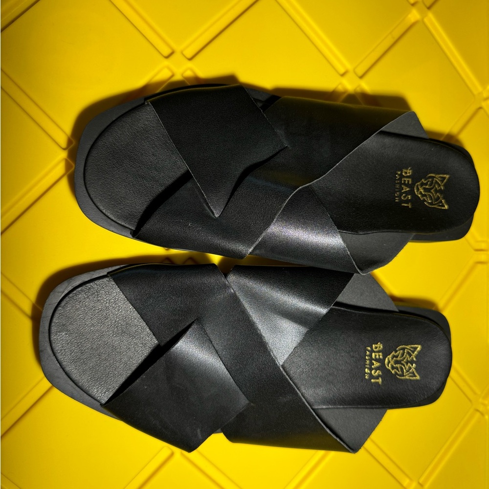 Leather Slide Sandals